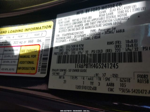 2016 FORD MUSTANG 1FA6P8TH4G5241245 Photo 8