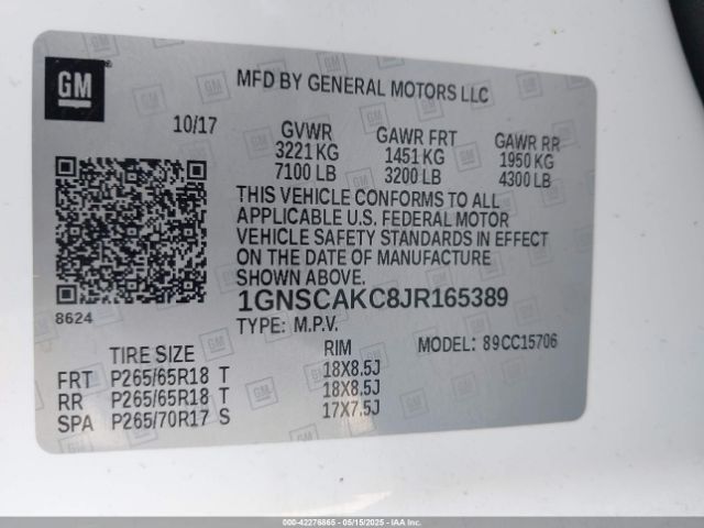 1GNSCAKC8JR165389 Chevrolet Tahoe Ls