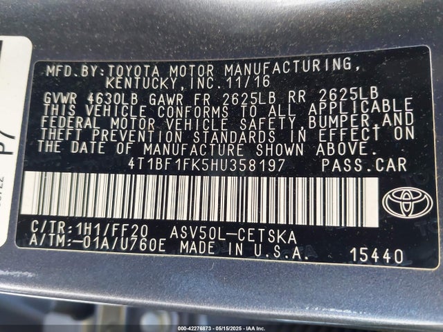 4T1BF1FK5HU358197 Toyota CAMRY SE