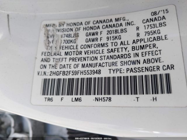 2HGFB2F59FH553948 Honda Civic Lx