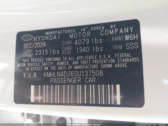 KMHLN4DJ6SU137508 Hyundai gdi kappa
