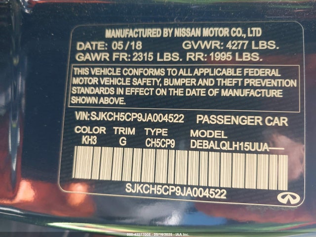 SJKCH5CP9JA004522 Infiniti m27020