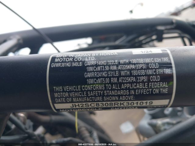2024 HONDA CMX1100 JH2SC8308RK301019 Photo 9