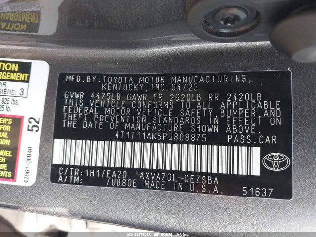 4T1T11AK5PU808875 Toyota a25a-fks