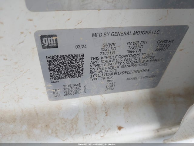 1GCUDAED9RZ298094 Chevrolet Silverado 1500 4wd  Short Bed Wt