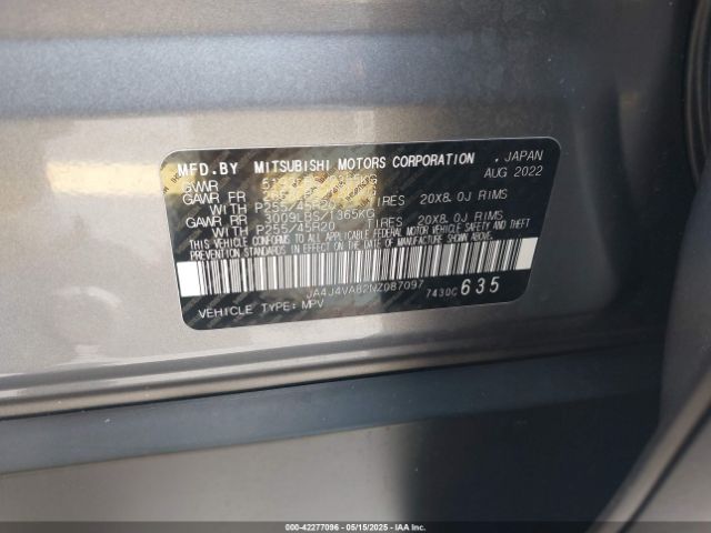 2022 MITSUBISHI OUTLANDER JA4J4VA82NZ087097 Photo 8