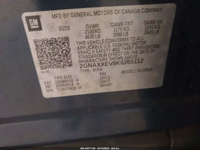 2019 CHEVROLET EQUINOX 2GNAXXEV9K6265112 Photo 8