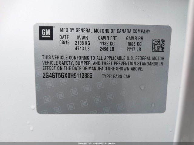 2G4GT5GX0H9113885 Buick lt6 - sidi: spark ignited direct injection, vvt: variable valve timing, e85 max