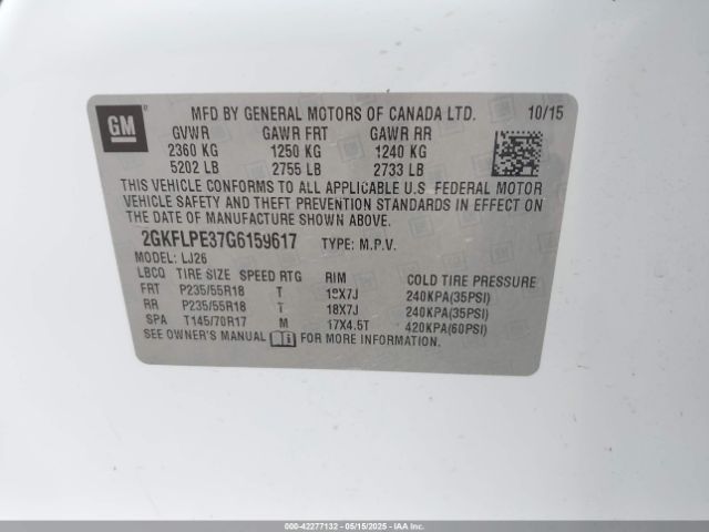 2GKFLPE37G6159617 GMC Terrain Slt