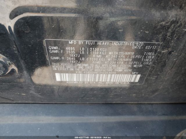 2017 SUBARU OUTBACK 4S4BSANC3H3359666 Photo 8