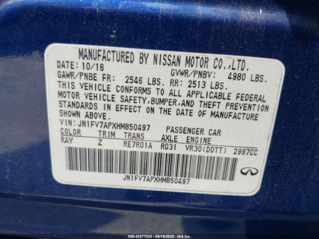 JN1FV7APXHM850497 Infiniti Q50 3.0t Red Sport 400