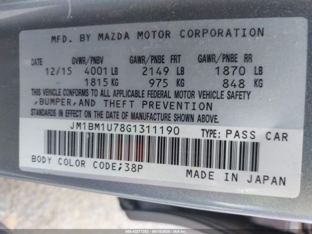 JM1BM1U78G1311190 Mazda Mazda3 I Sport