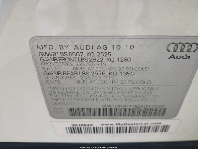 2011 AUDI Q5 WA1DKAFP3BA047228 Photo 8