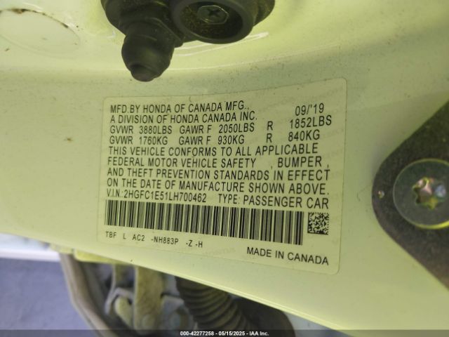 2HGFC1E51LH700462 Honda CIVIC SI SEDAN