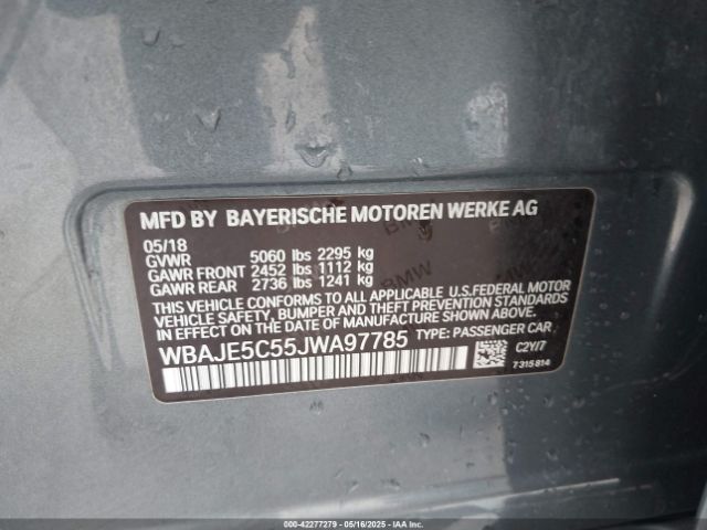 2018 BMW 540I WBAJE5C55JWA97785 Photo 8