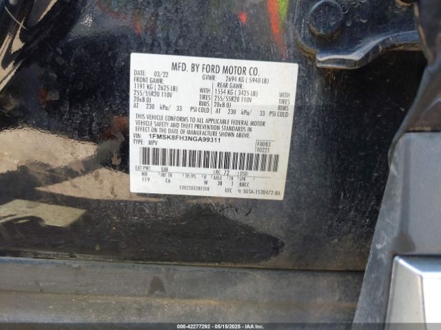 1FMSK8FH3NGA99311 Ford Explorer Limited