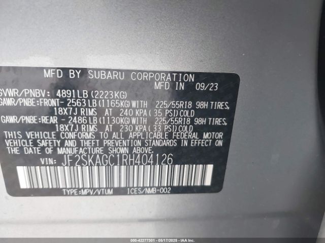 2024 SUBARU FORESTER JF2SKAGC1RH404126 Photo 8