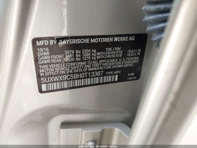 5UXWX9C58H0T13387 BMW X3