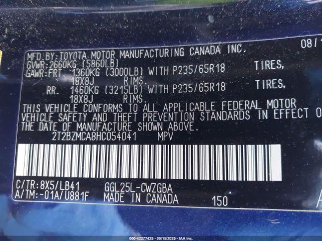 2T2BZMCA8HC054041 Lexus RX 350