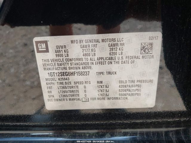 2017 GMC SIERRA 2500HD 1GT12SEG6HF158237 Photo 8