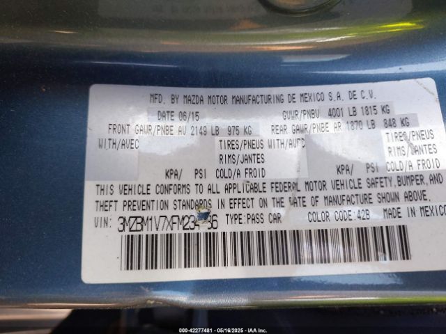 3MZBM1V7XFM234786 Mazda Mazda3 I Touring