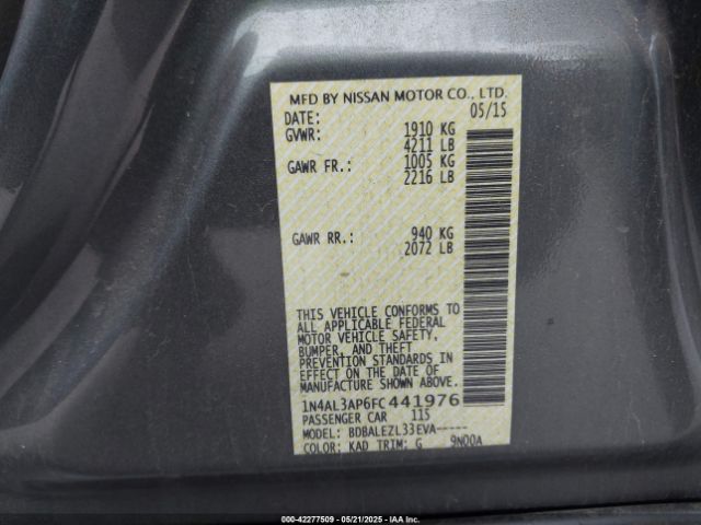 1N4AL3AP6FC441976 Nissan Altima 2.5/2.5 S/2.5 Sl/2.5 Sv