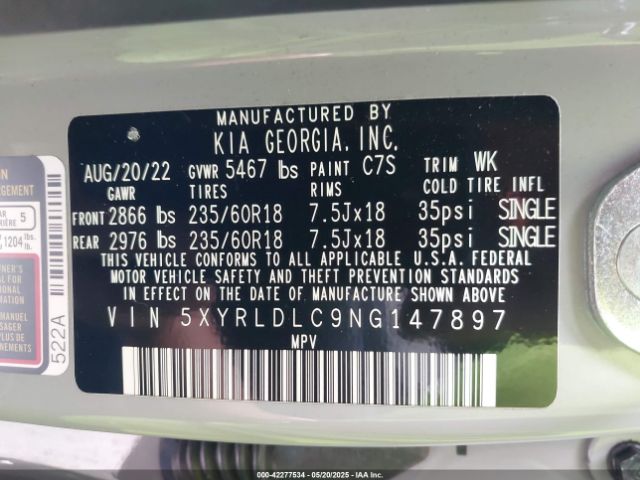 2022 KIA SORENTO 5XYRLDLC9NG147897 Photo 8