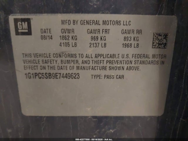 Chevrolet Cruze 1lt Auto 2014 1G1PC5SB9E7449623 Image 9