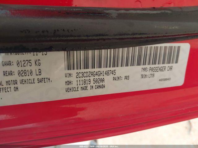 2C3CDZAG4GH148745 Dodge Challenger Sxt