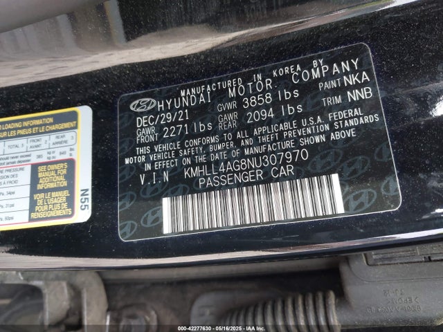 KMHLL4AG8NU307970 Hyundai ELANTRA SE