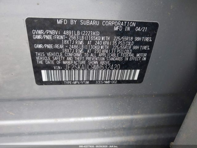 2021 SUBARU FORESTER JF2SKAUC9MH532420 Photo 8