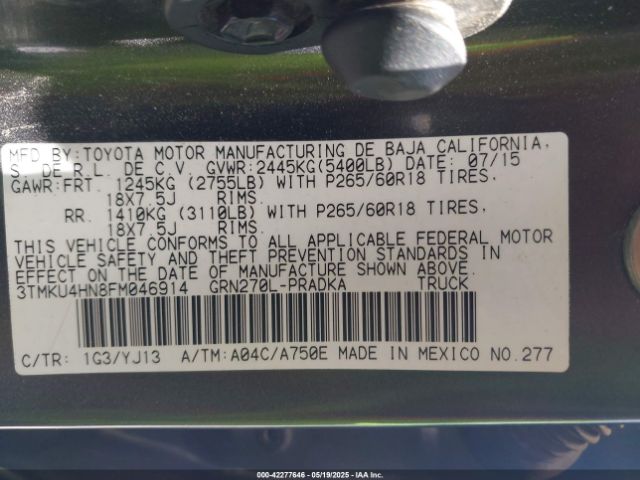 3TMKU4HN8FM046914 Toyota Tacoma Prerunner V6