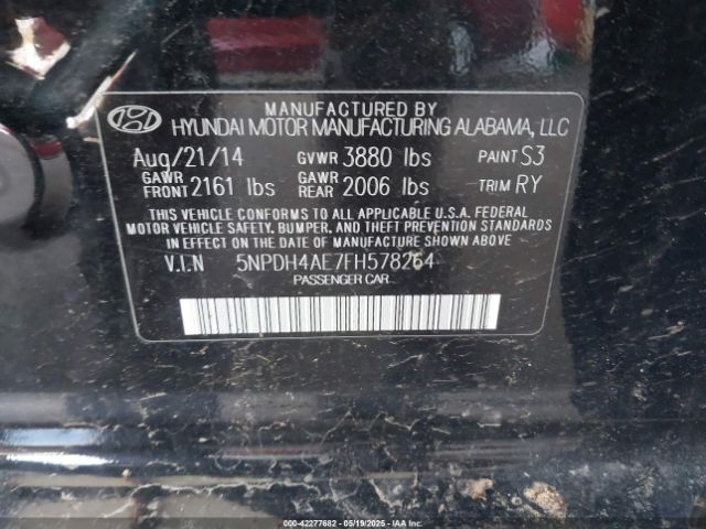 5NPDH4AE7FH578264 Hyundai Elantra Limited
