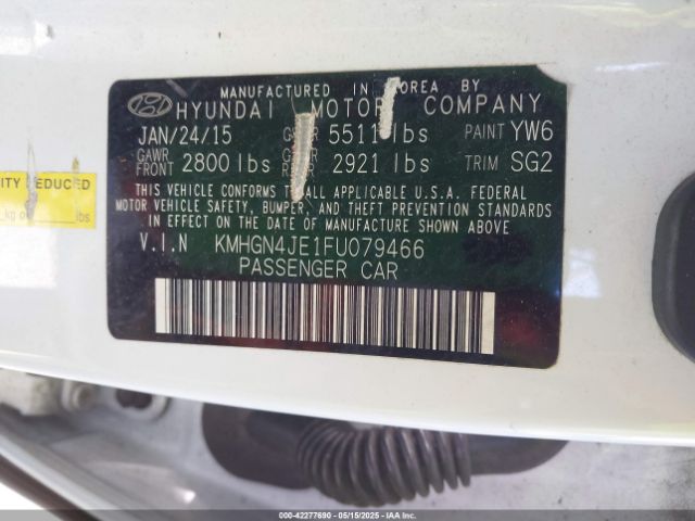 KMHGN4JE1FU079466 Hyundai Genesis 3.8