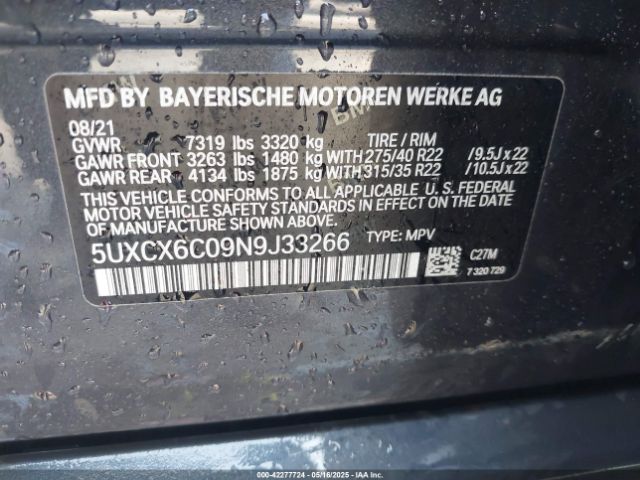 2022 BMW X7 5UXCX6C09N9J33266 Photo 8