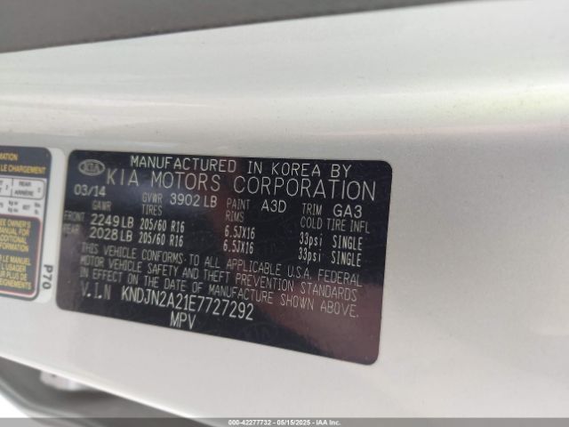 KNDJN2A21E7727292 KIA dohc gdi gamma