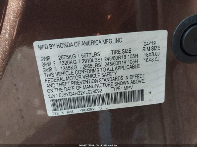 2019 ACURA MDX 5J8YD4H32KL028592 Photo 8
