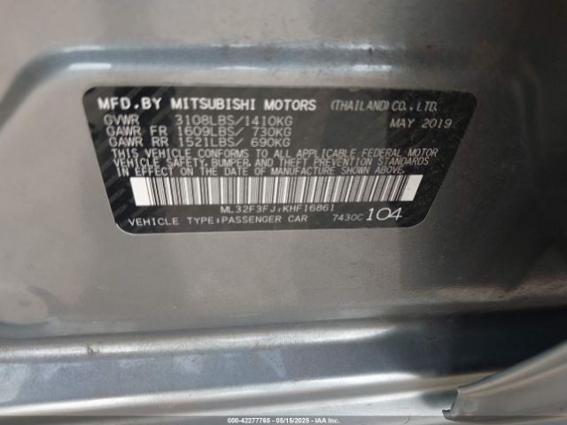 2019 MITSUBISHI MIRAGE G4 ML32F3FJ7KHF16861 Photo 8