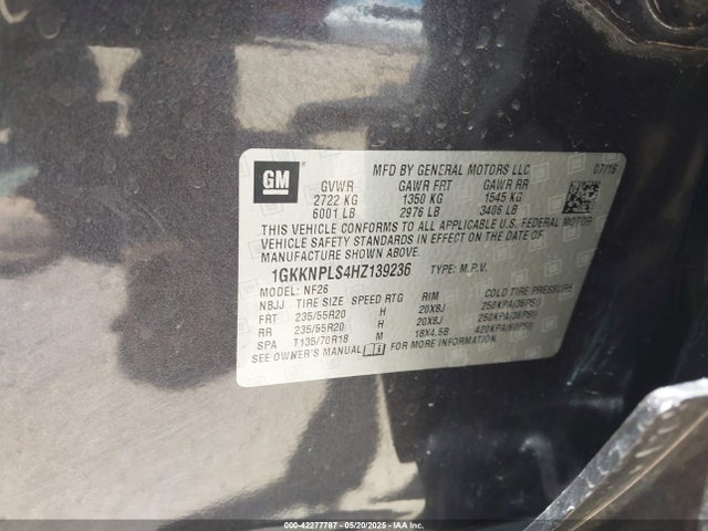 1GKKNPLS4HZ139236 GMC lgx - di: direct injection, vvt: variable valve timing, alum, gen 2