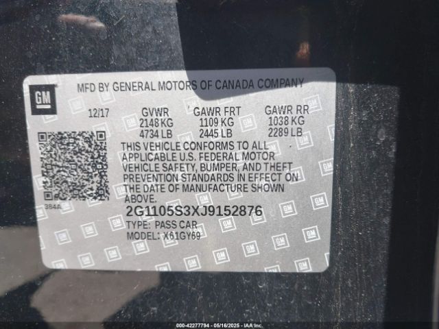 2G1105S3XJ9152876 Chevrolet IMPALA 1LT