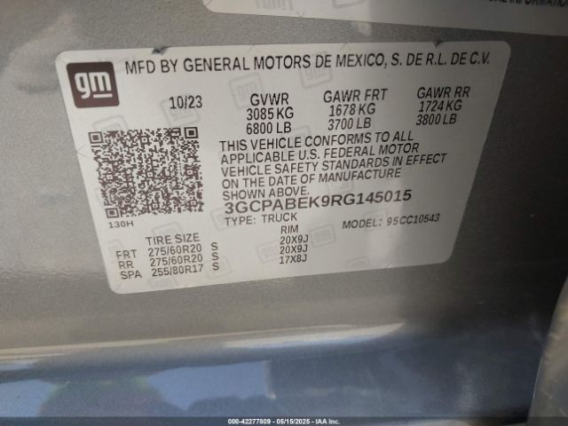 3GCPABEK9RG145015 Chevrolet Silverado 1500 2wd  Short Bed Custom