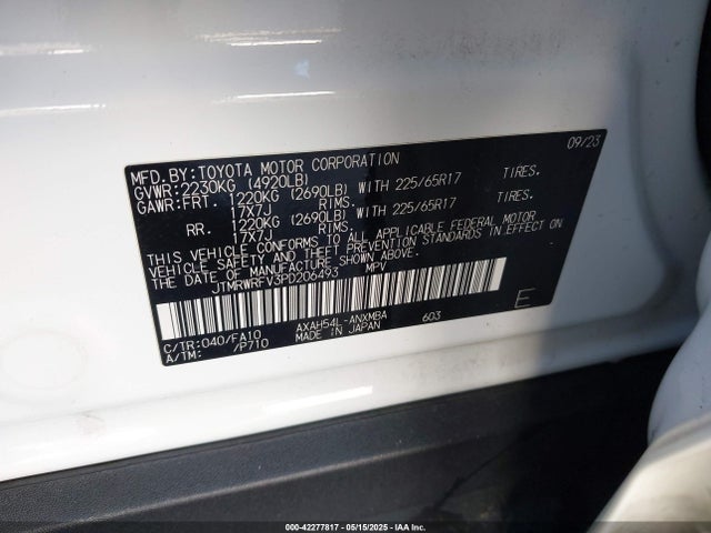 JTMRWRFV3PD206493 Toyota a25a-fxs, 3nm+4nm(ni)