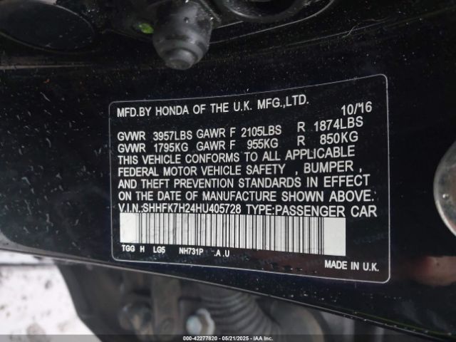 SHHFK7H24HU405728 Honda Civic Lx
