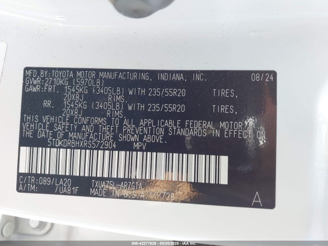 5TDKDRBHXRS572904 Toyota t24a-fts