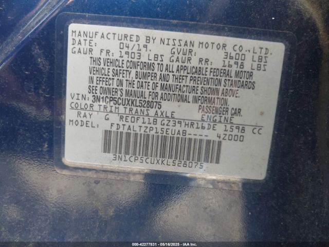3N1CP5CUXKL528075 Nissan KICKS SR