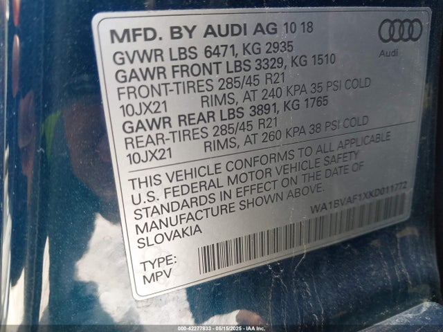 2019 AUDI Q8 WA1BVAF1XKD011772 Photo 8