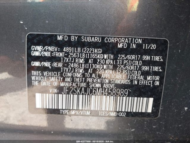JF2SKAJC6MH458989 Subaru Forester Premium