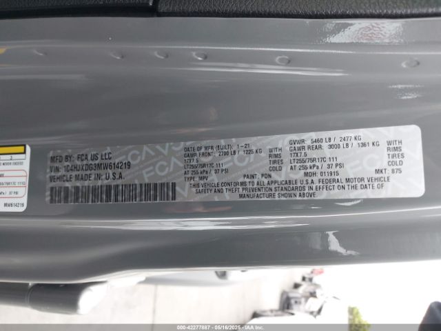 1C4HJXDG3MW614219 Jeep 2021
