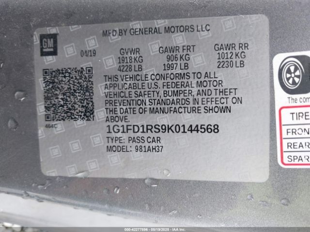 2019 CHEVROLET CAMARO 1G1FD1RS9K0144568 Photo 8
