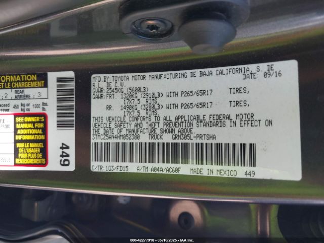 3TMCZ5AN4HM052380 Toyota Tacoma Trd Sport